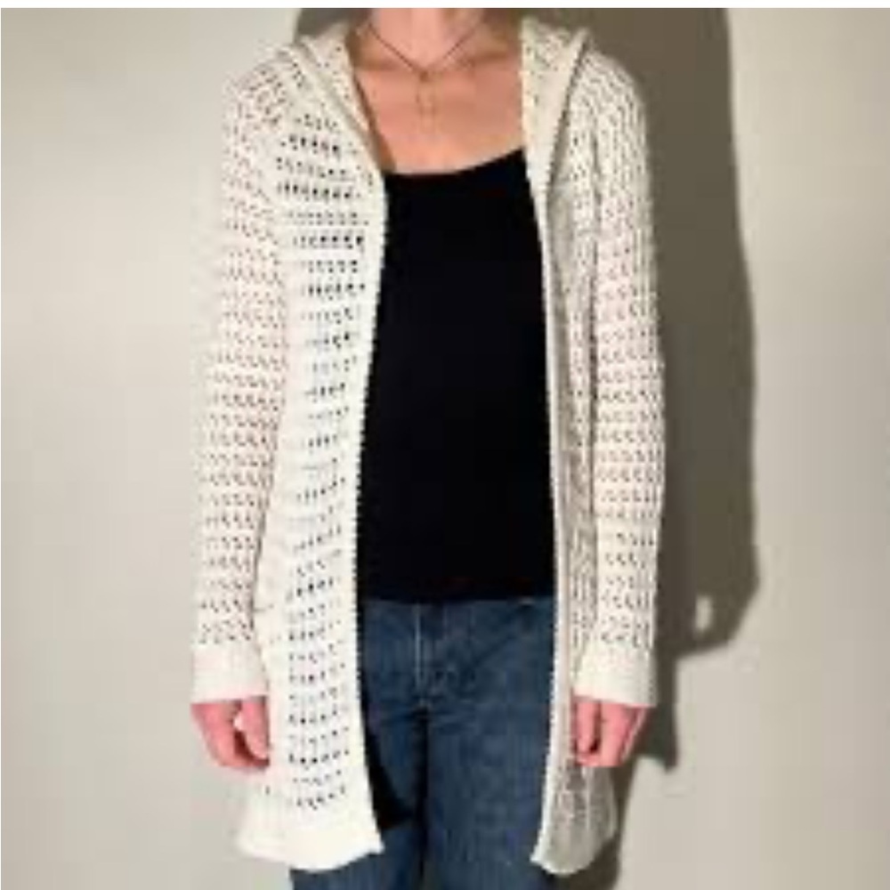 NWT Joie Women's creamy white Hooded cardigan Sweater with sparkles  size M